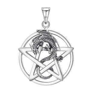 Colgante pentagrama y dragon en plata 925
