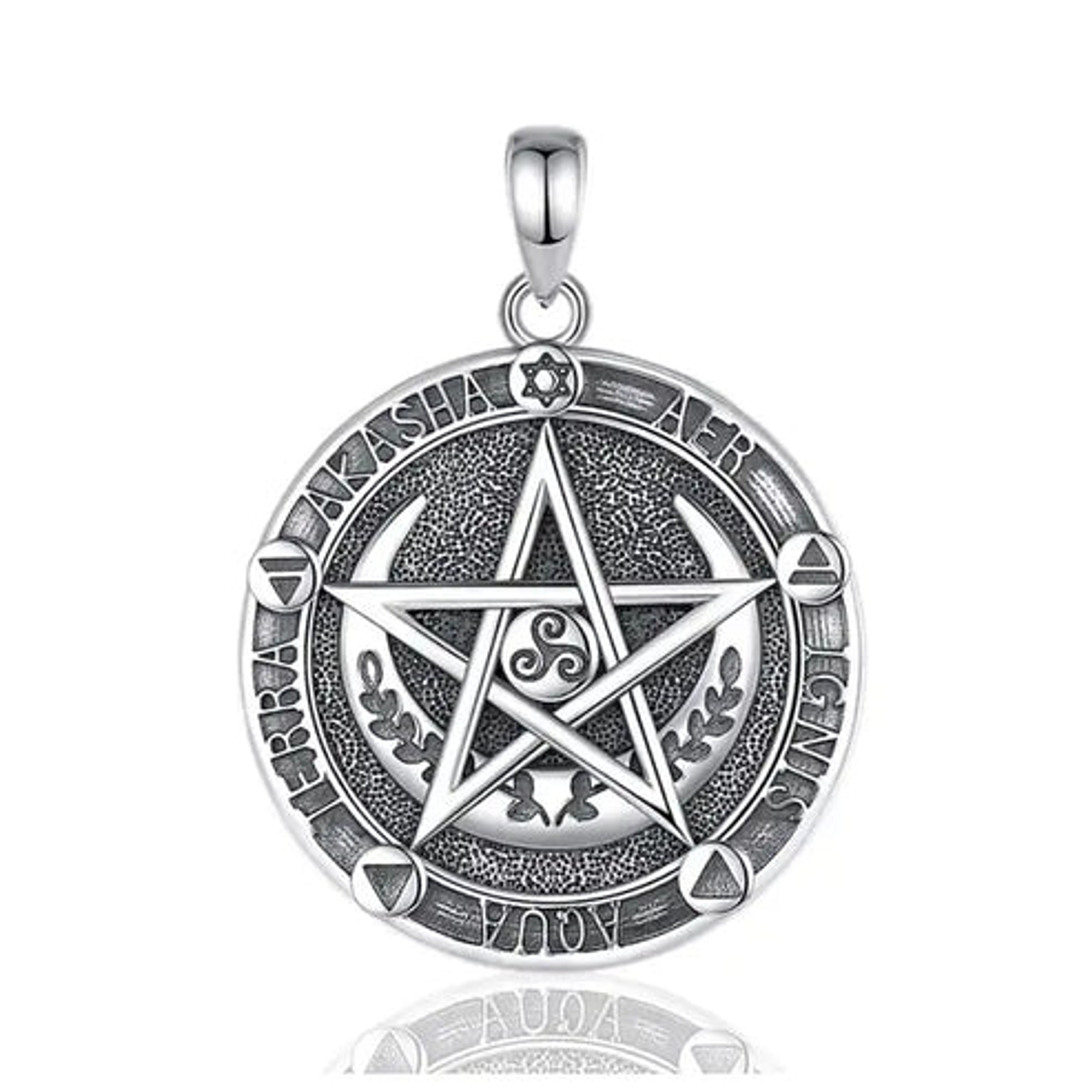 Colgante pentagrama de la luna en plata 925 1