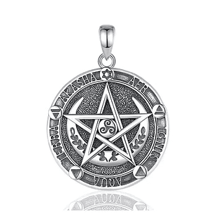 Colgante pentagrama de la luna en plata 925