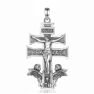 Colgante cruz de caravaca maciza en plata 925