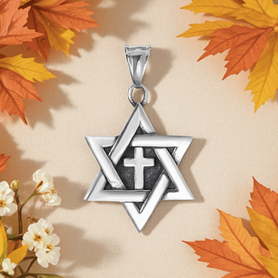 Colgante estrella de David con cruz en plata 925