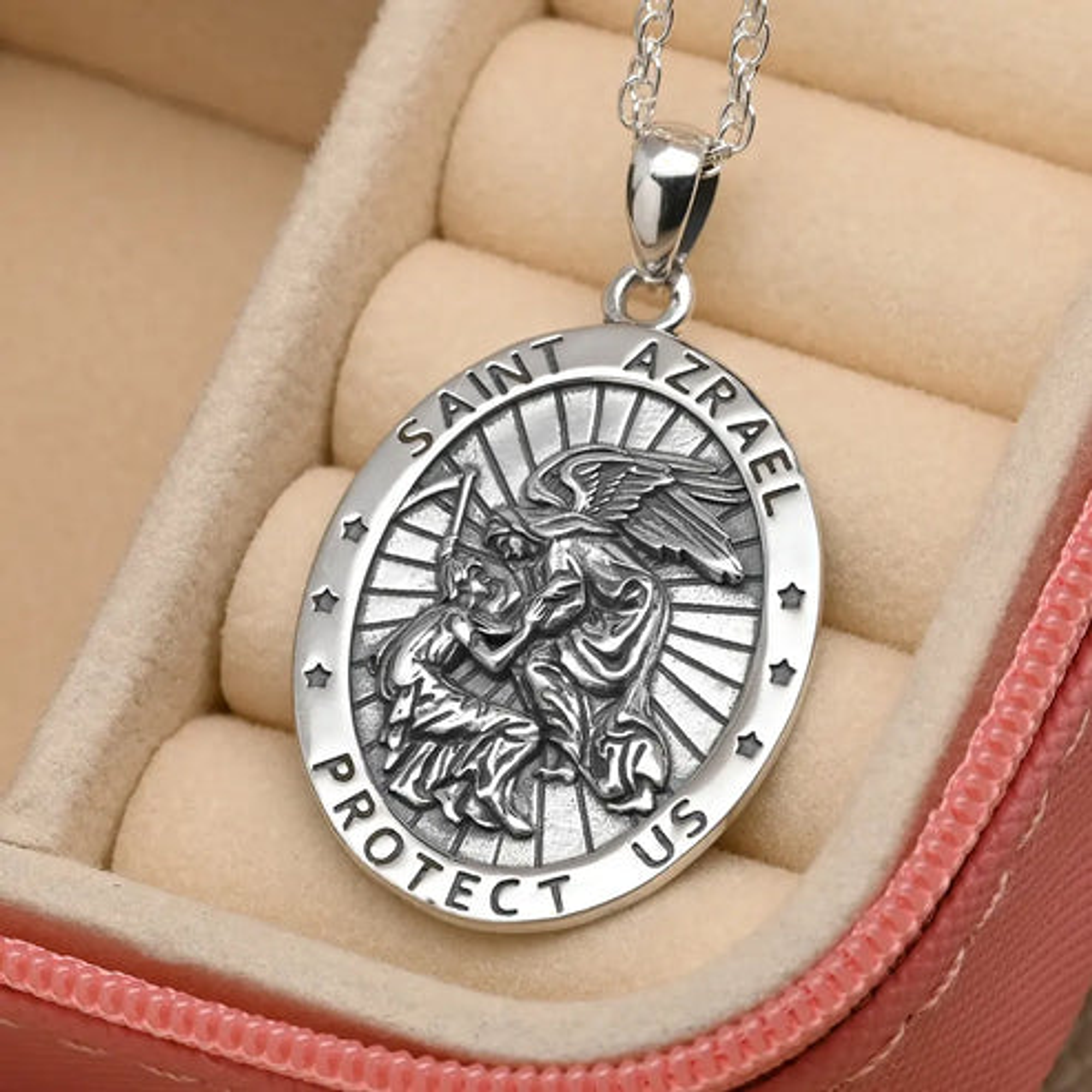 Colgante arcángel san azrael en plata 925 2