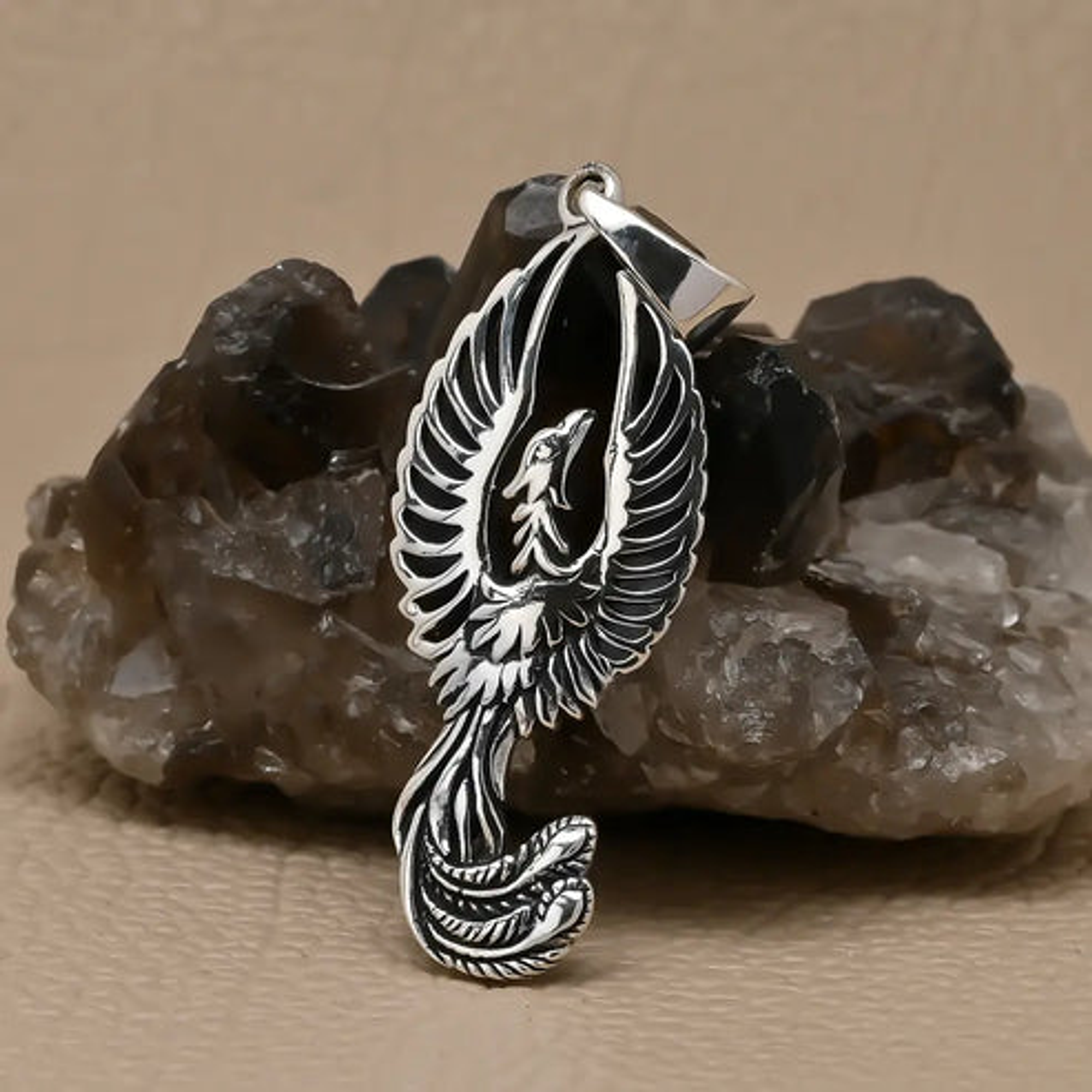 Colgante de ave fénix en plata 925 2