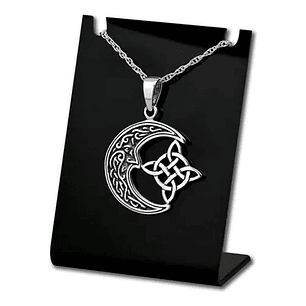 Colgante luna y nudo de brujas en plata 925