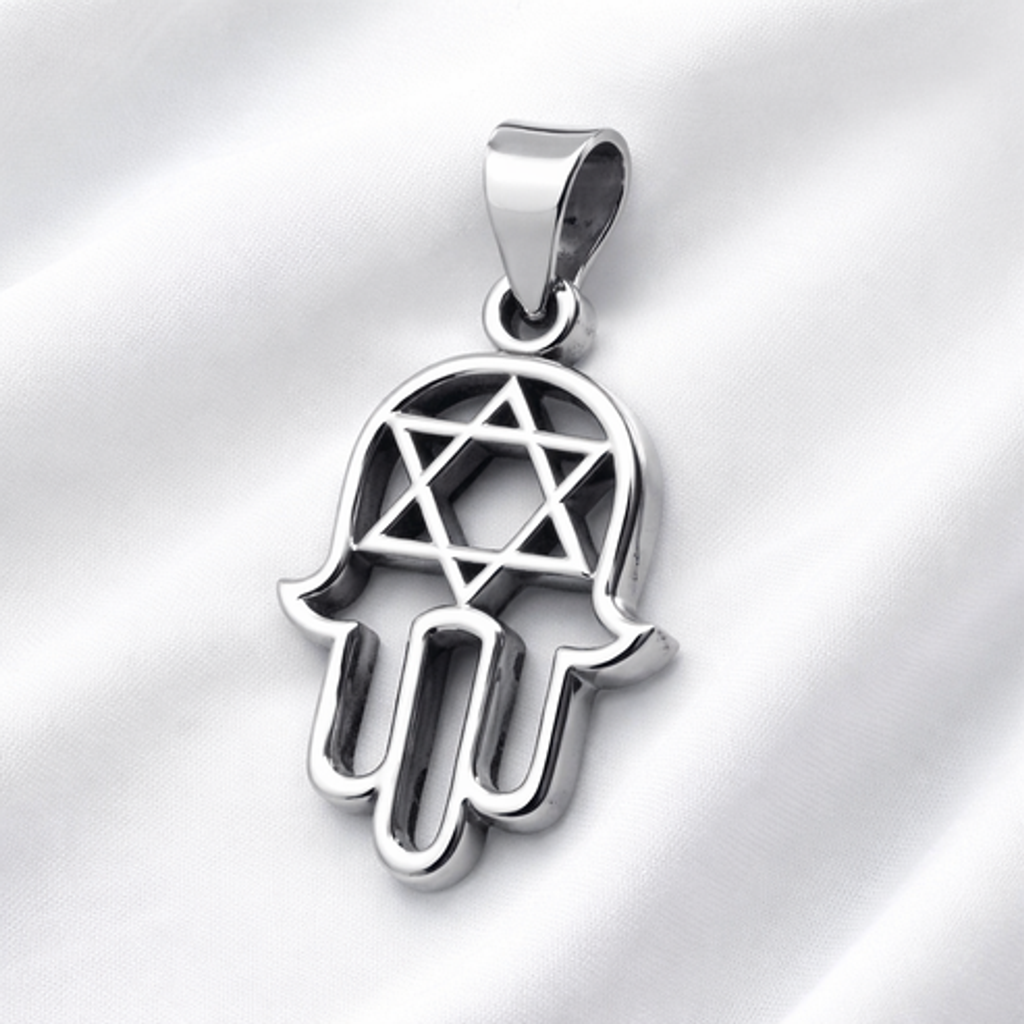 Colgante mano de fatima con estrella de david en plata 925 1