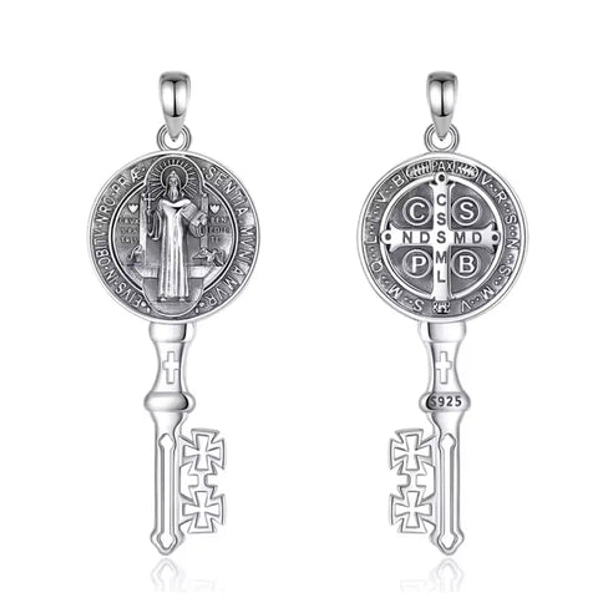 Colgante llave de San Benito en plata 925 1