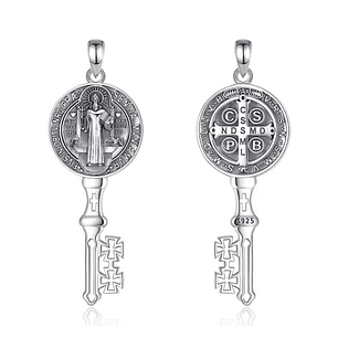Colgante llave de San Benito en plata 925