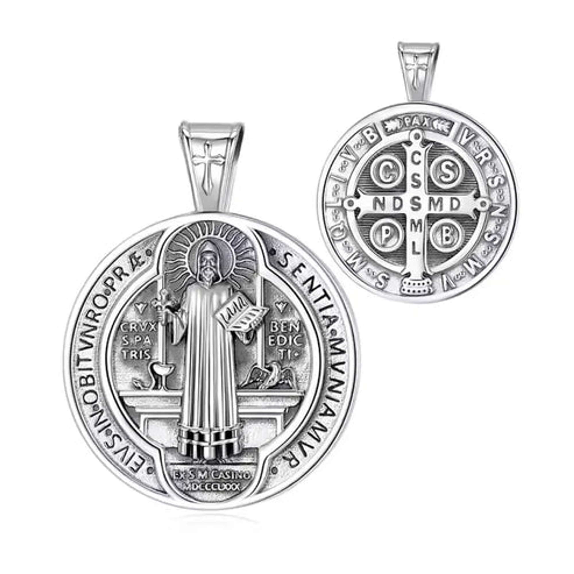 Colgante medalla de San Benito en plata 925 1