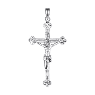 Colgante Cruz de Jesús, crucifijo en plata 925