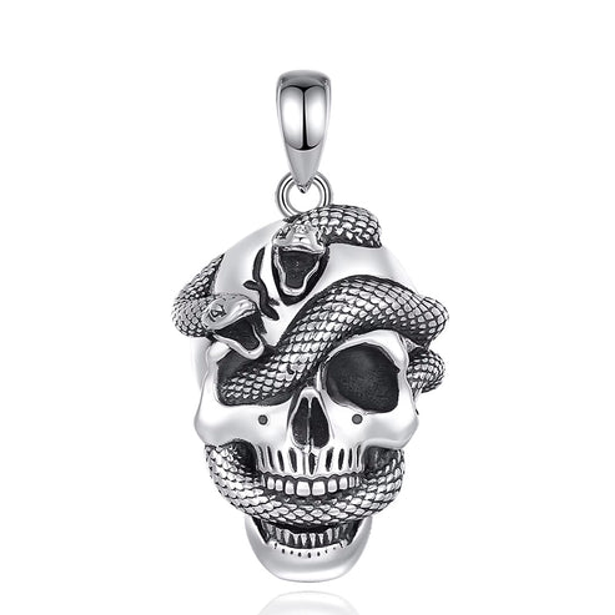 Colgante calavera con serpiente en plata 925 1