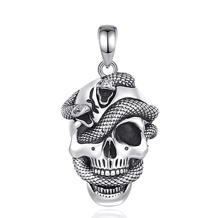 Colgante calavera con serpiente en plata 925