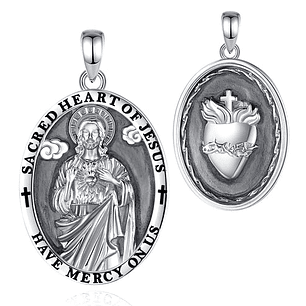 Colgante sagrado corazon de Jesús en plata 925