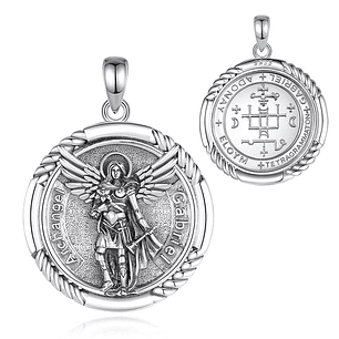Colgante arcángel san Gabriel y escudo en plata 925