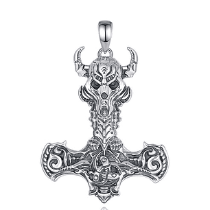 Colgante martillo de Thor Mjölnir grande en plata 925