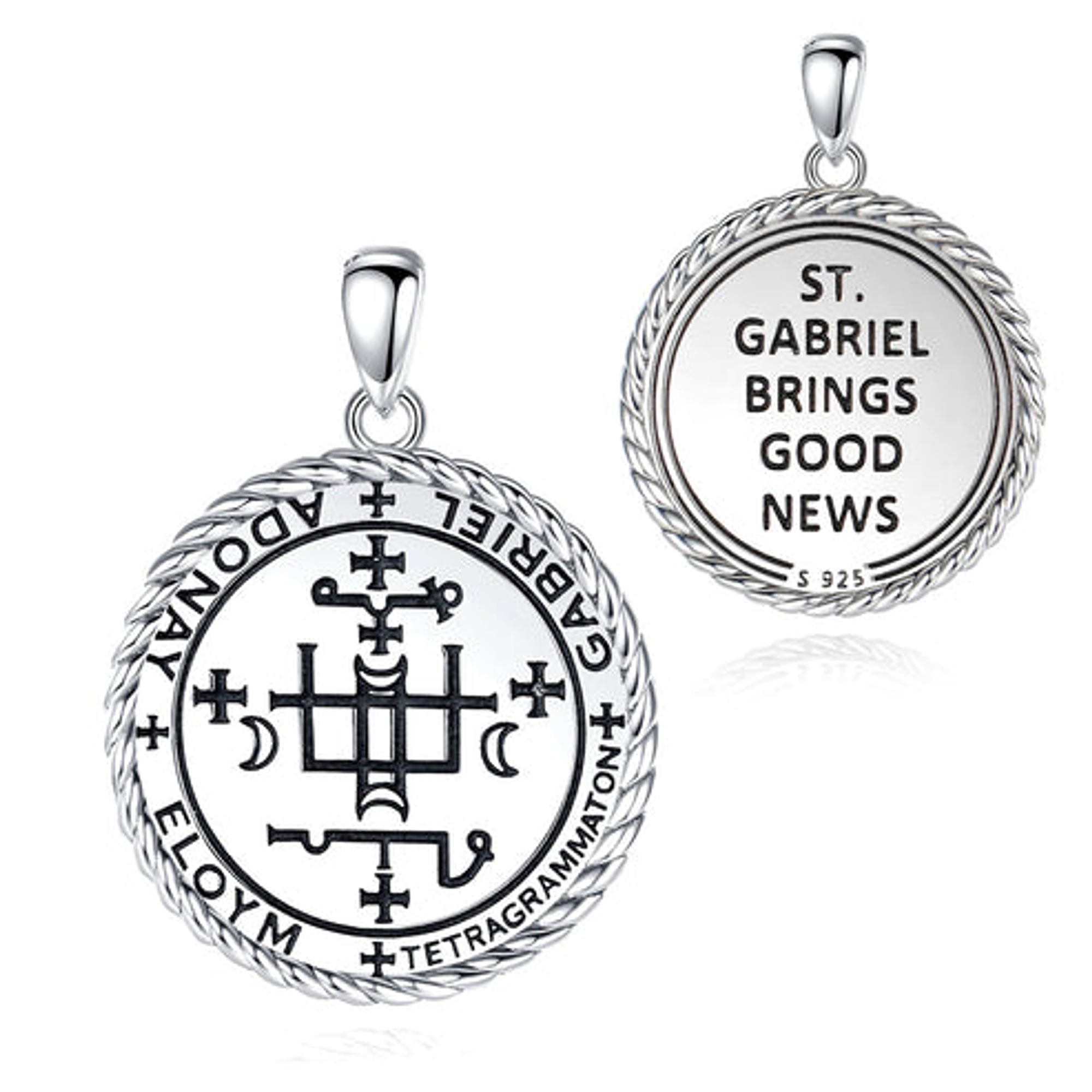 Colgante escudo de san Gabriel en plata 925 1