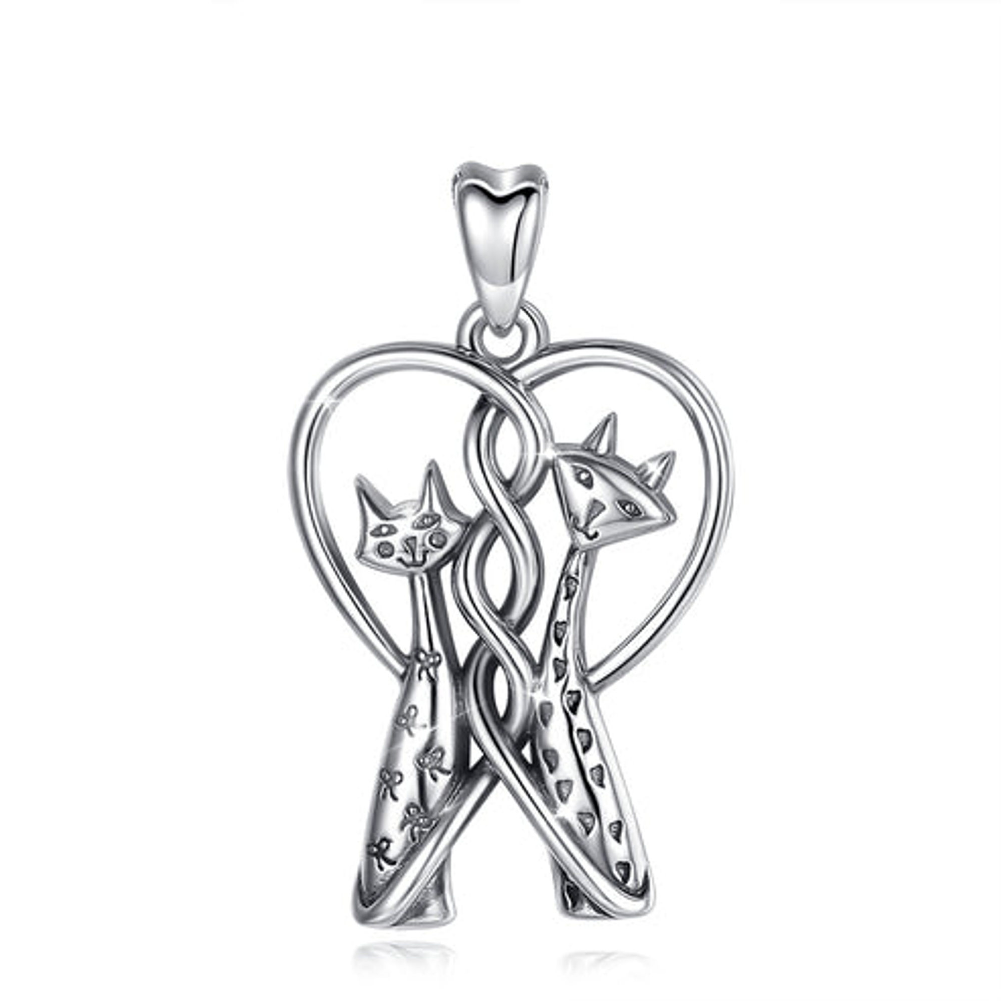Colgante corazon gatos enamorados en plata 925 1