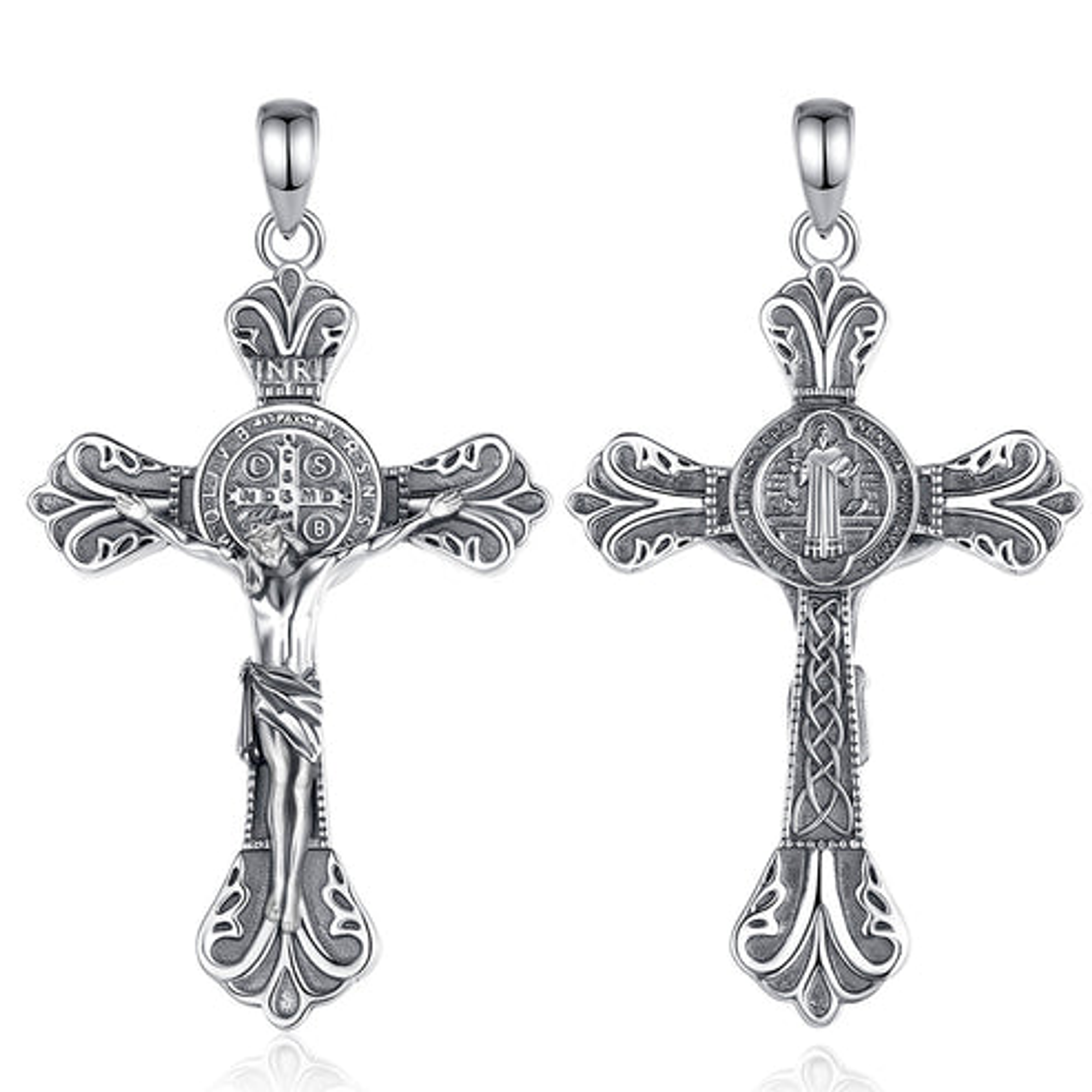 Colgante cruz de san benito en plata 925 1