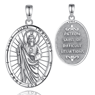 Colgante medalla san judas Tadeo, en plata 925