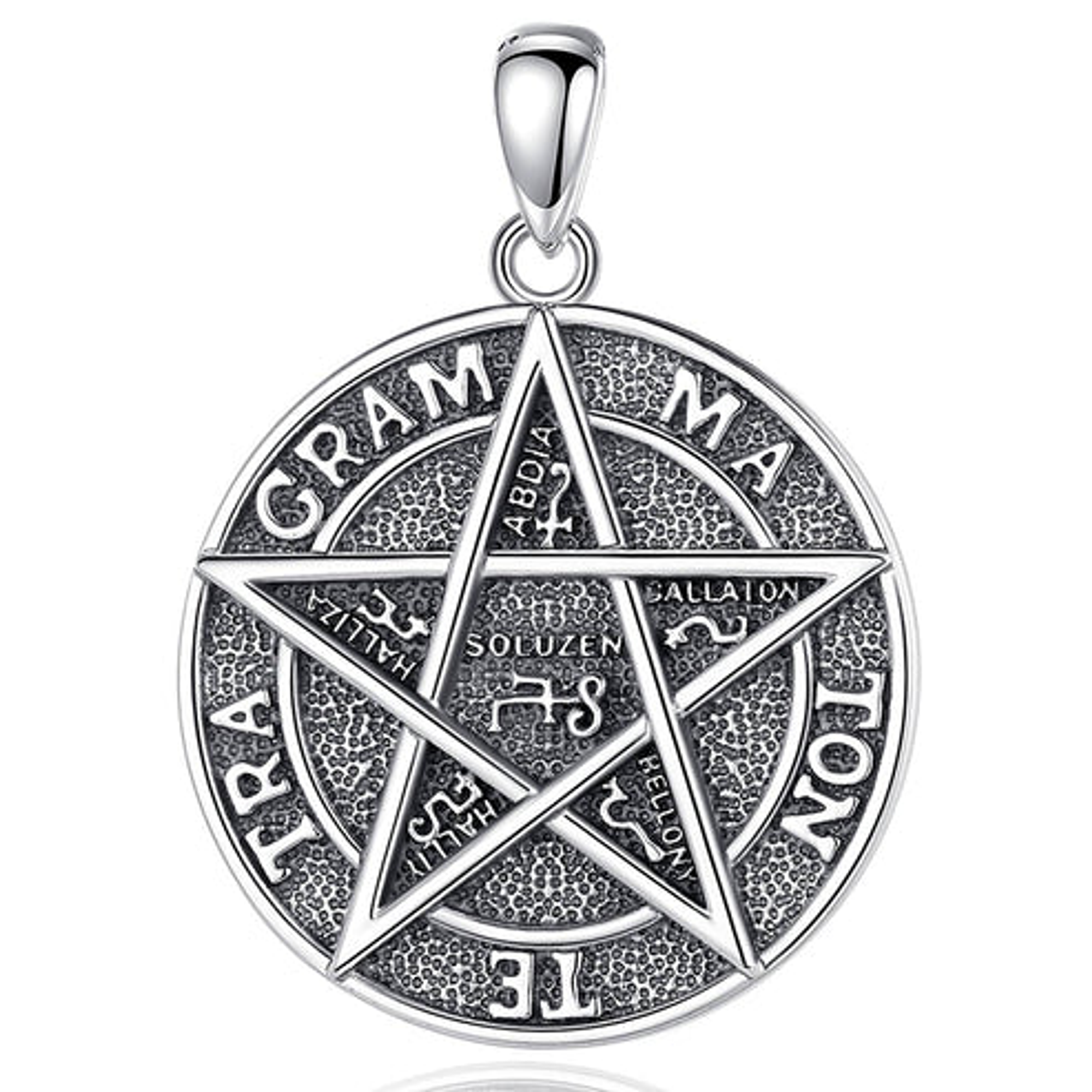Colgante tetragrammaton con simbolos en plata 925 1