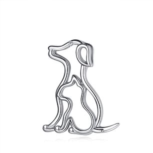 Colgante de perro y gato mini amigos en plata 925