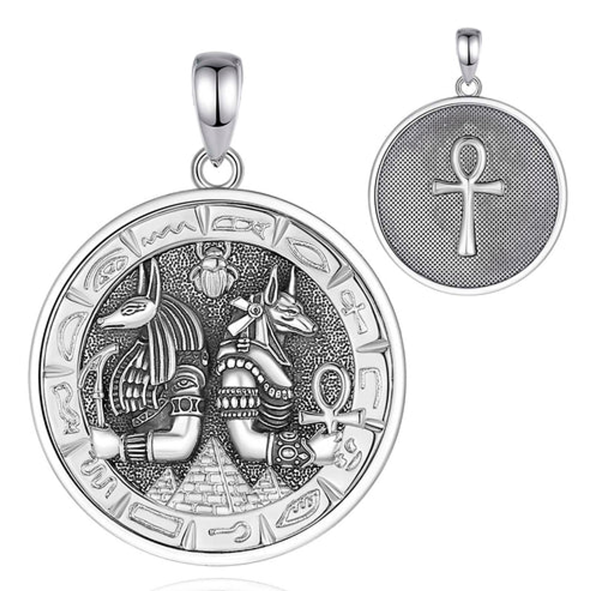 Colgante Medallón Anubis De Plata fina 925 1