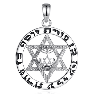Colgante estrella de David y menora de 7 brazos en plata 925