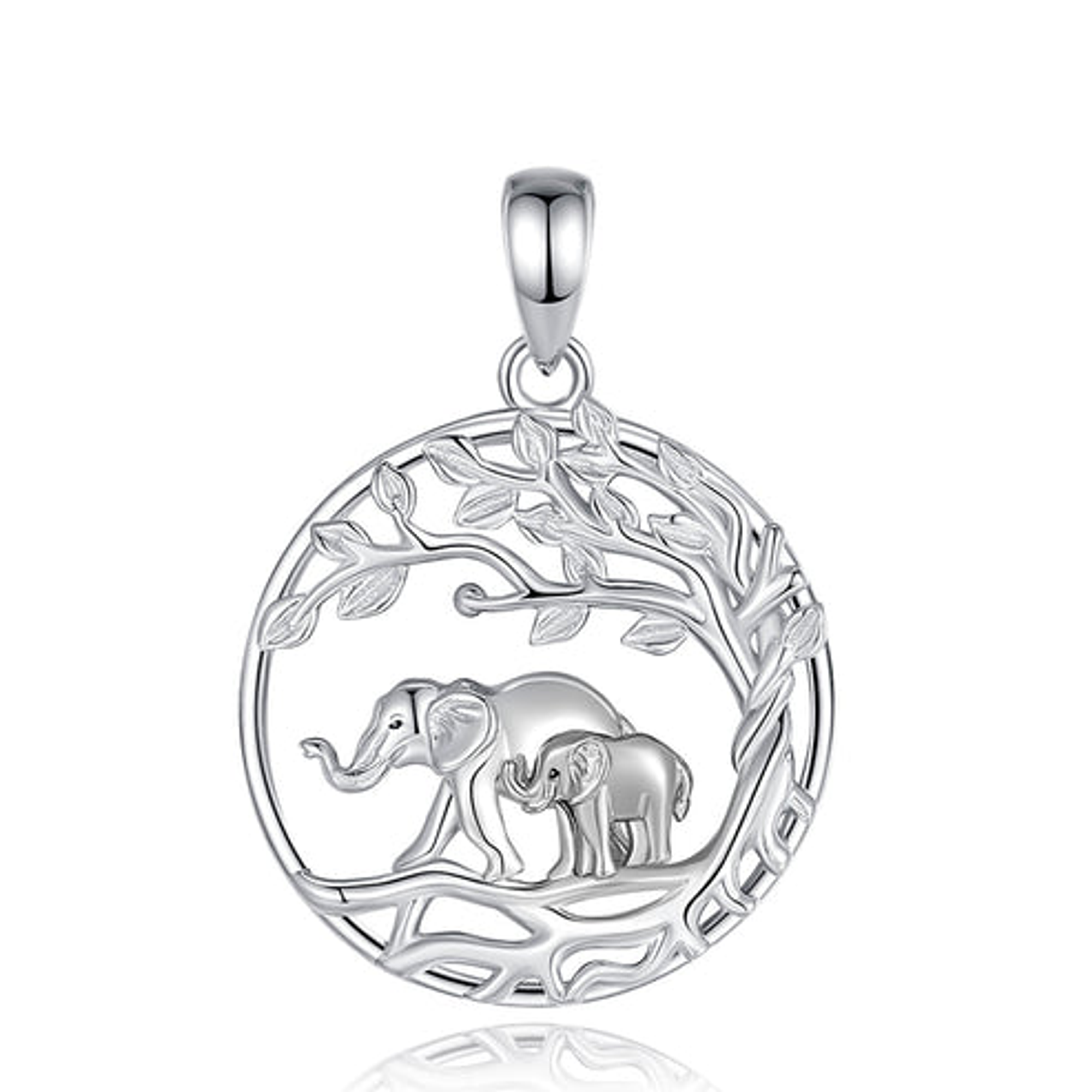 Colgante cariño mama elefante y cria, en plata 925 1