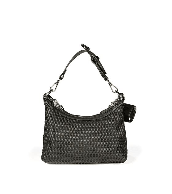 Bolsa Cloe Hobo Mediana Look Animal Skin color Negro