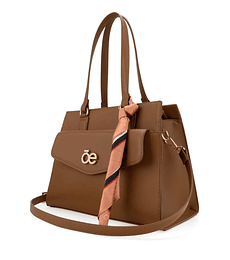 Bolsa Satchel Grande Cloe Con Mascada Color Camel