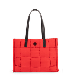 Bolsa Tote Cloe Mediana Look Tejido Acolchado Color Rojo