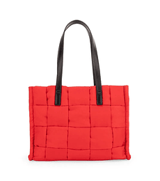 Bolsa Tote Cloe Mediana Look Tejido Acolchado Color Rojo
