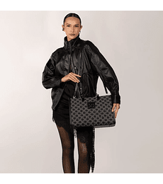Bolsa Tote Grande Jacquard Multicolor Negro