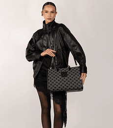 Bolsa Tote Grande Jacquard Multicolor Negro