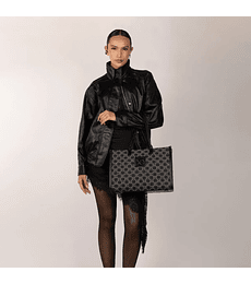 Bolsa Tote Grande Jacquard Multicolor Negro