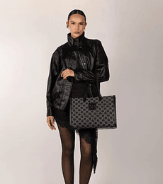 Bolsa Tote Grande Jacquard Multicolor Negro