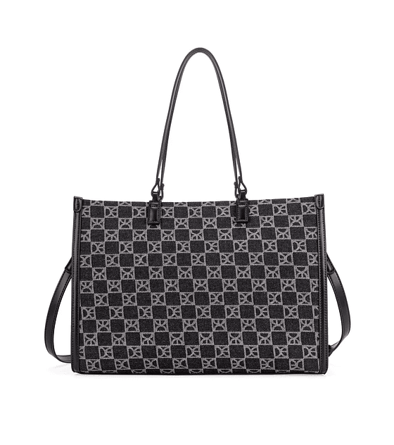 Bolsa Tote Grande Jacquard Multicolor Negro