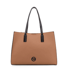 Bolsa Cloe Satchel Maxi Con Herraje Color Camel
