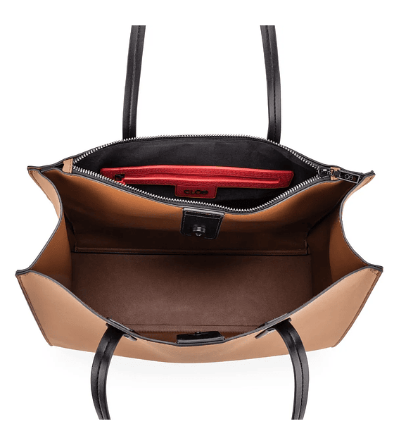 Bolsa Cloe Satchel Maxi Con Herraje Color Camel