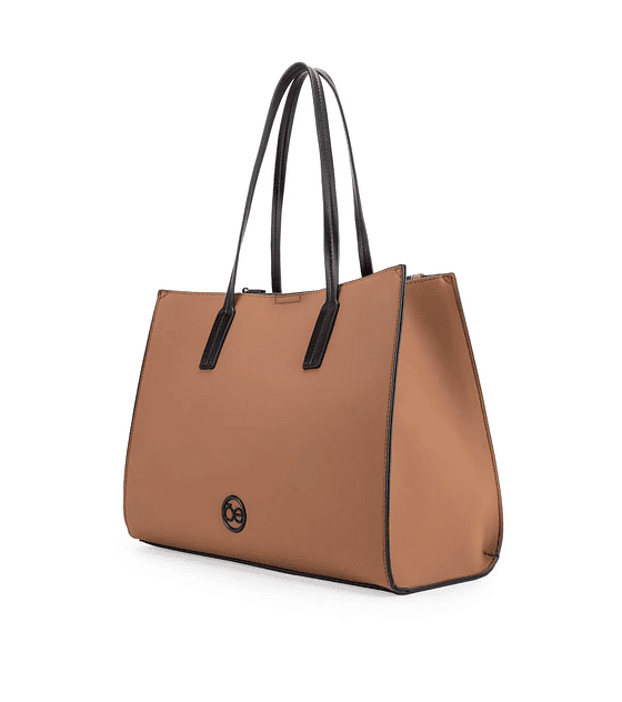 Bolsa Cloe Satchel Maxi Con Herraje Color Camel