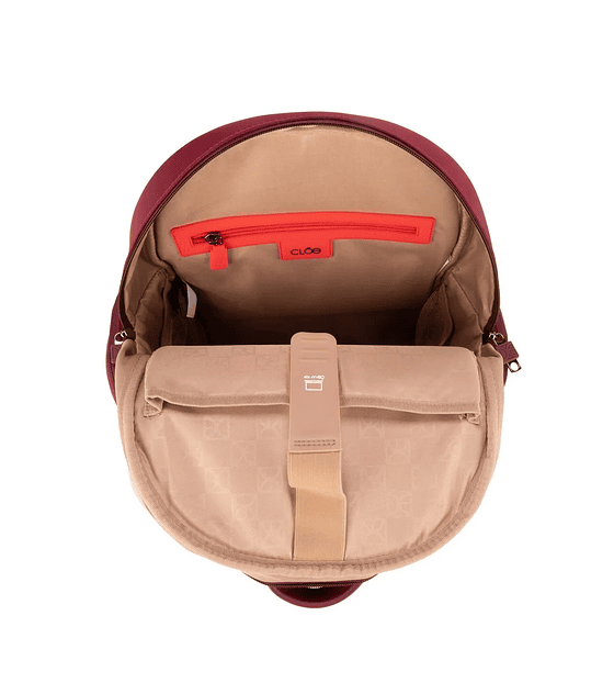 Mochila Cloe  Mediana Porta Laptop 15 Plg Color Tinto