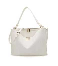 Tote Cloe con Monograma Troquelado Color Blanco