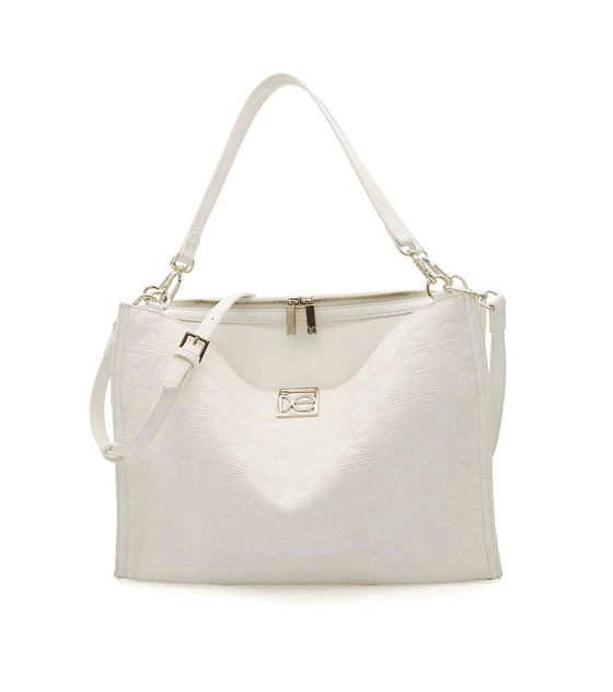 Tote Cloe con Monograma Troquelado Color Blanco
