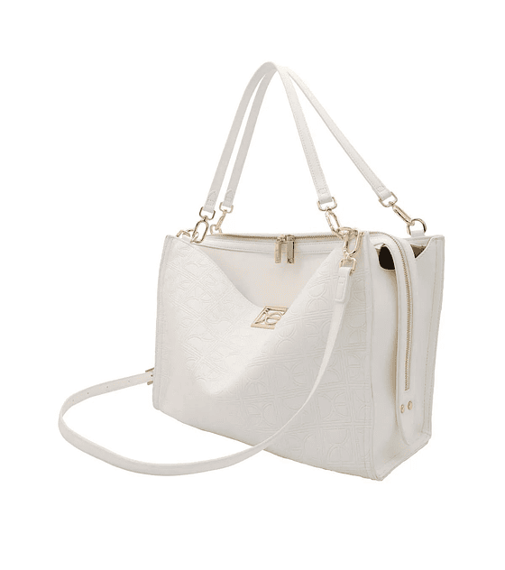 Tote Cloe con Monograma Troquelado Color Blanco