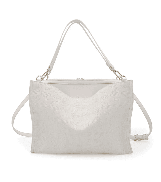 Tote Cloe con Monograma Troquelado Color Blanco