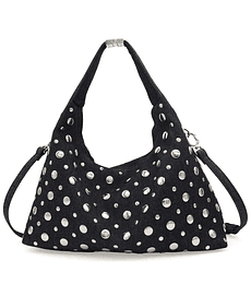 Bolsa Cloe Hobo Denim Con Estoperoles Color Azul Marino