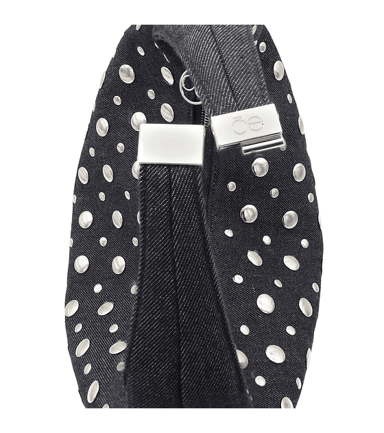 Bolsa Cloe Hobo Denim Con Estoperoles Color Azul Marino