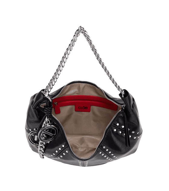 Bolso Hobo cloe Grande Con Estoperoles Color Negro