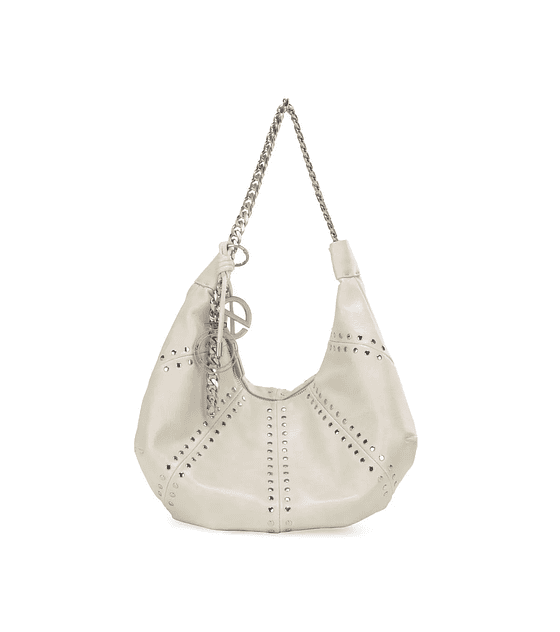 Bolso Hobo Cloe Grande Con Estoperoles Color Blanco