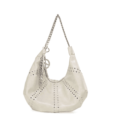 Bolso Hobo Cloe Grande Con Estoperoles Color Blanco