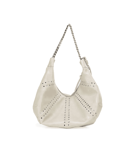 Bolso Hobo Cloe Grande Con Estoperoles Color Blanco
